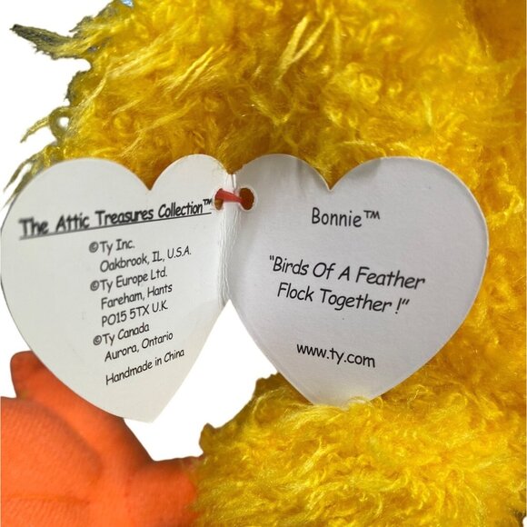 Ty Beanie Babies Doodles The Duck Plush Toy Bright Yellow & Orange Collectible - Picture 7 of 10